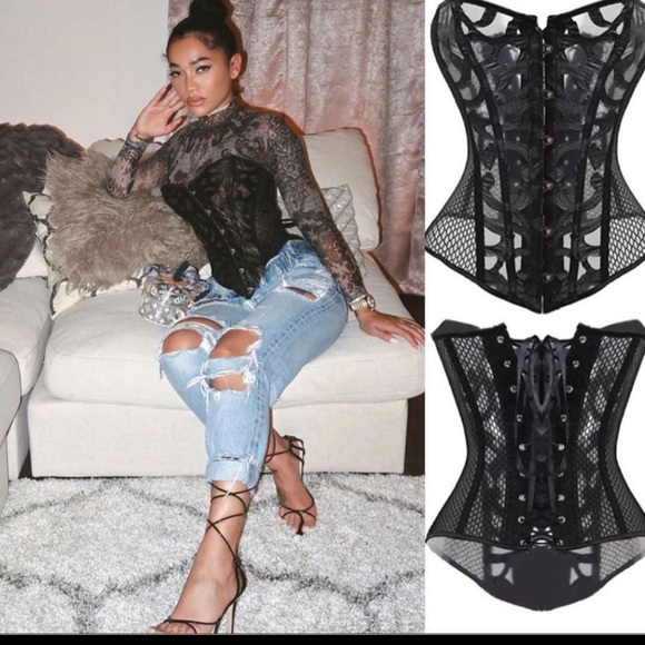 Black Mesh Corset/Bustier - Picture 3 of 8